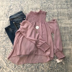 Lilac Cold Shoulder Top